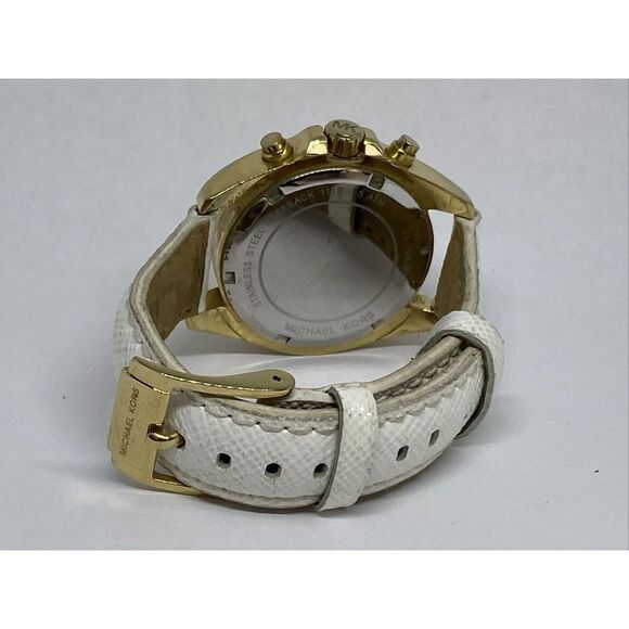 Michael Kors MK5973 Women's White Leather Analog Dial Quartz Wrist Watch XX494 - Picture 10 of 12